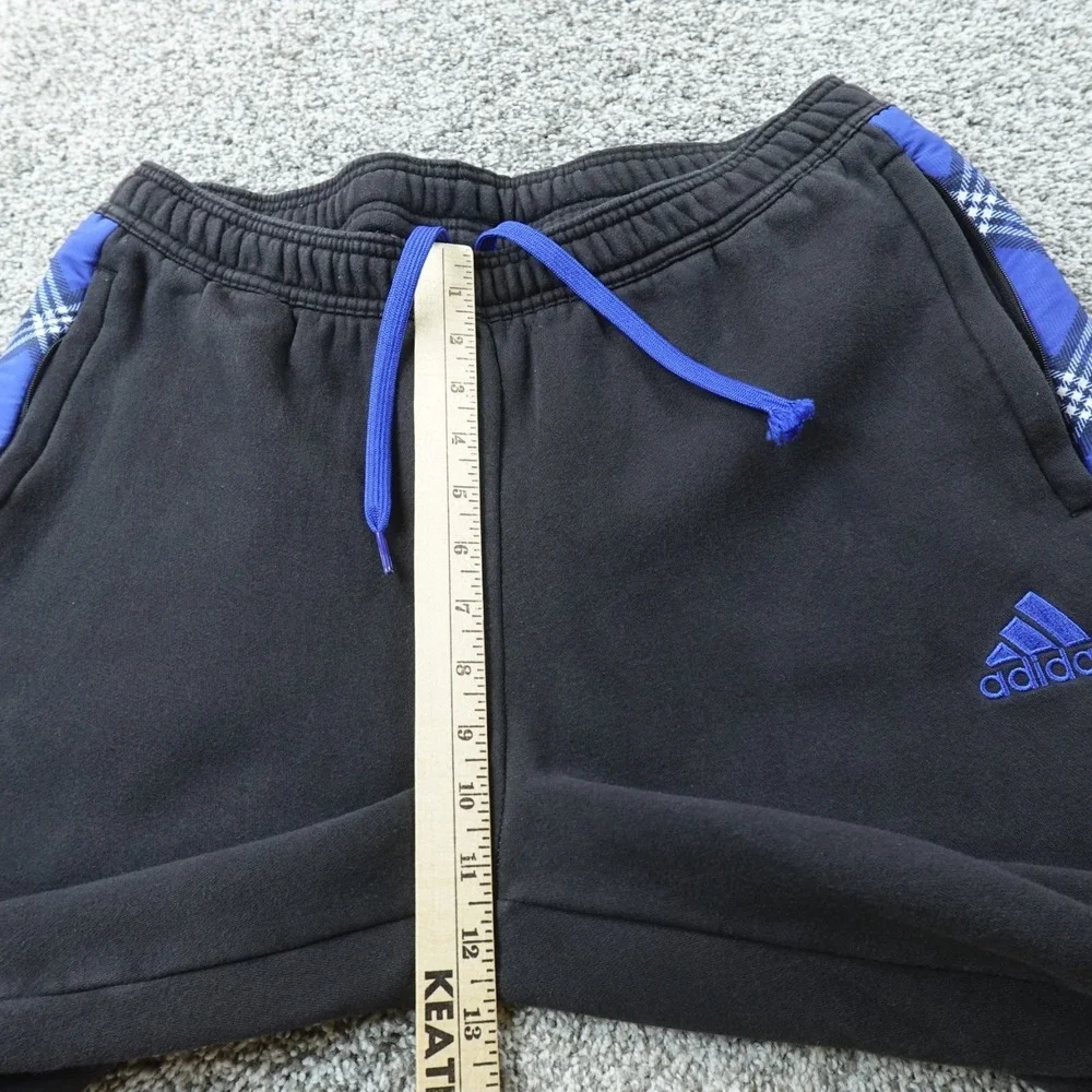 Adidas Sweatpants Mens L Black Blue Athletic Jogger Drawstring Workout Gym Pants